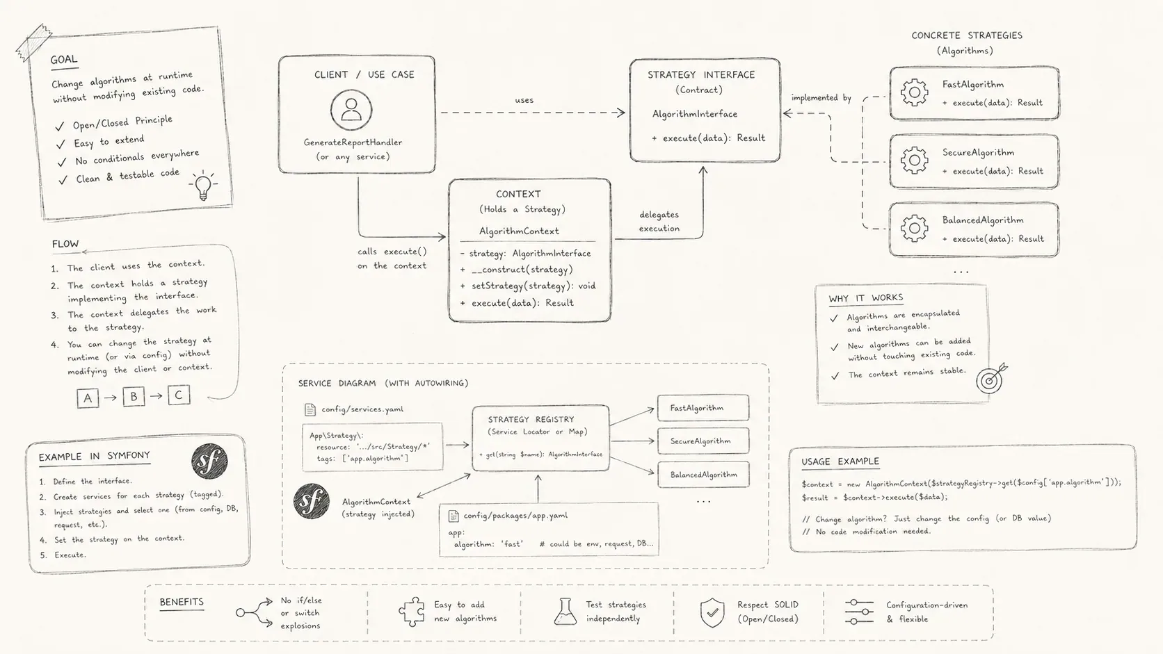 Cover image for How to Change Algorithms in Symfony without Code Modifications: The Strategy Pattern