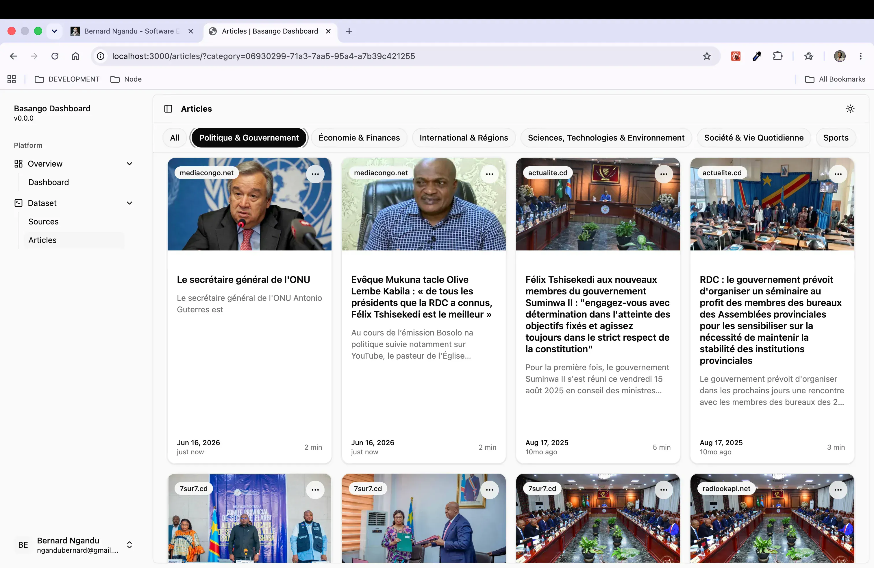Basango dashboard overview