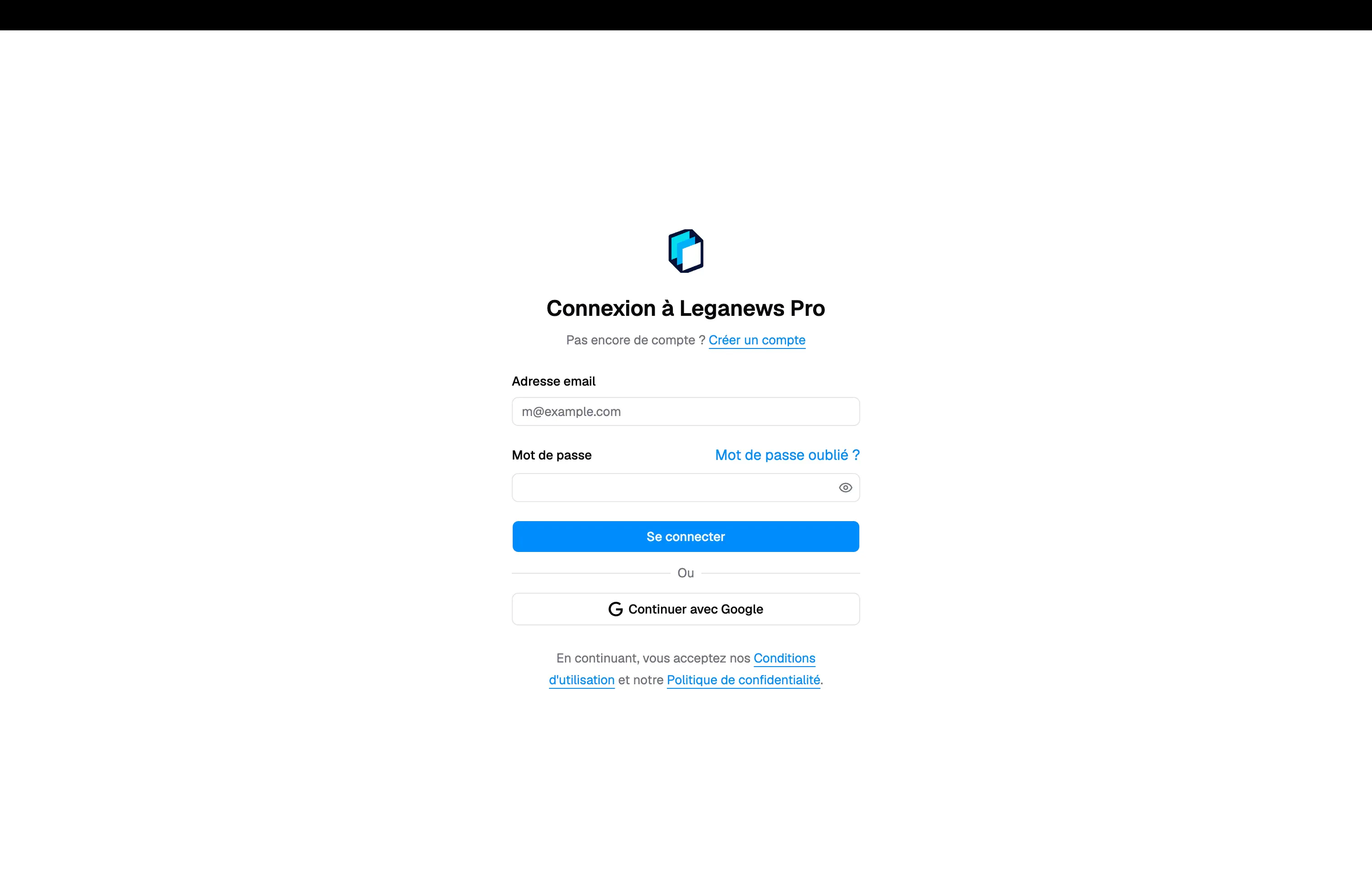 Leganews Pro sign-in screen